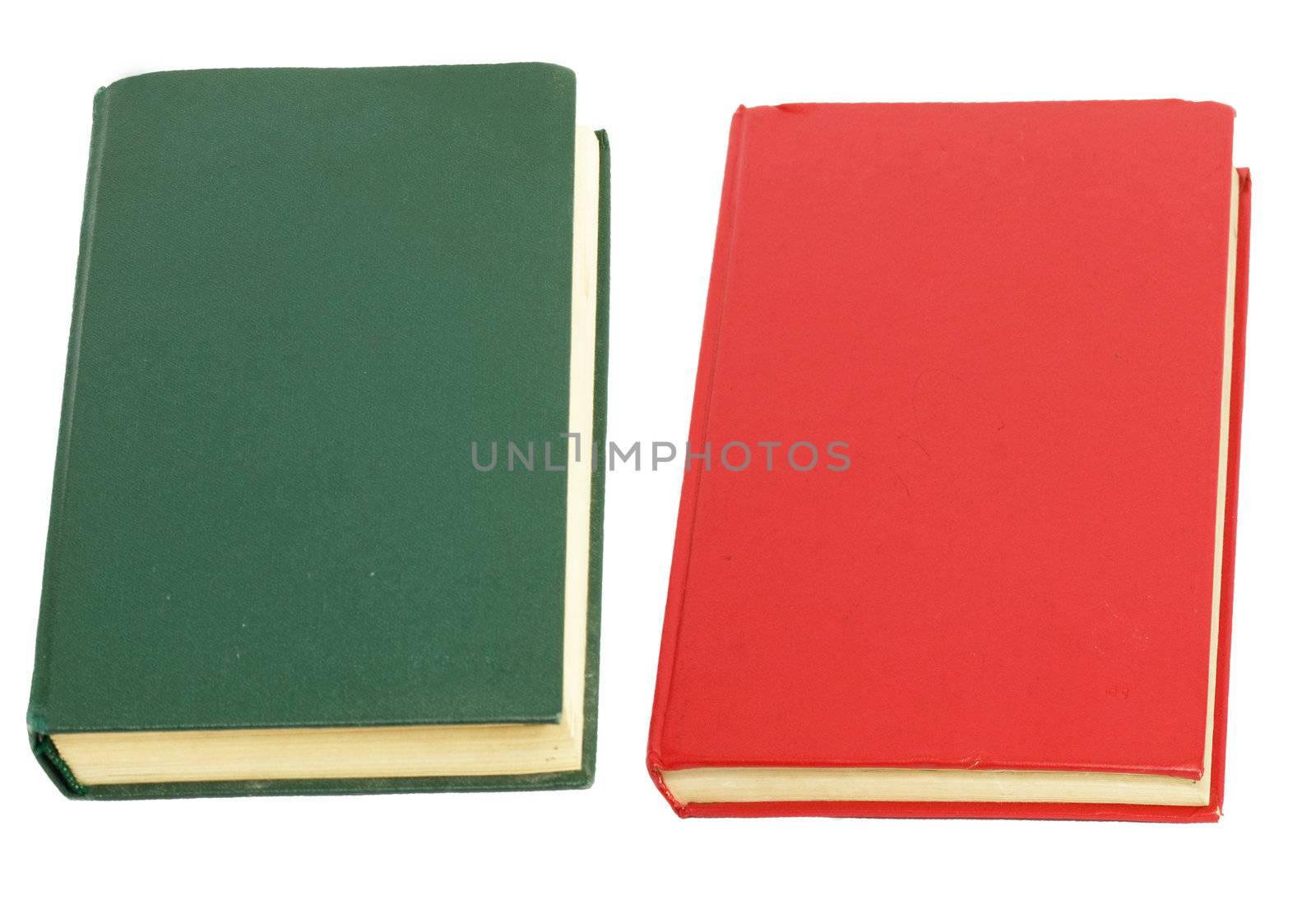 green book and red book on white background  by schankz