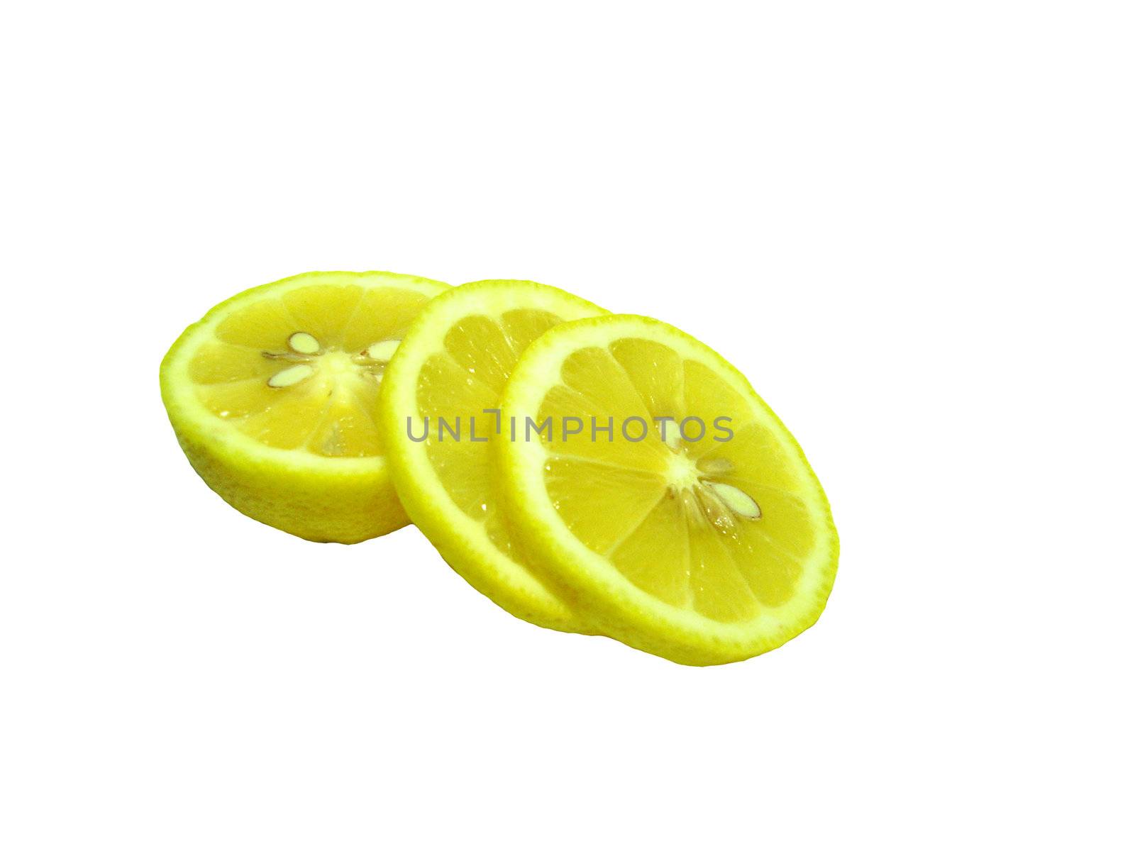 The cutted lemons isolated on white background             