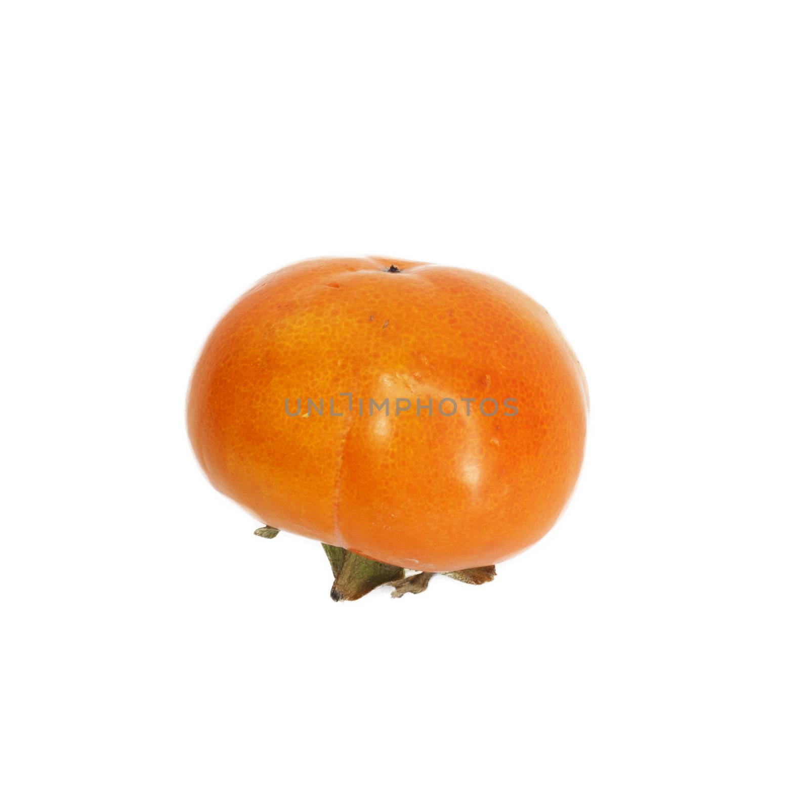 Orange ripe persimmon isolated on white background 