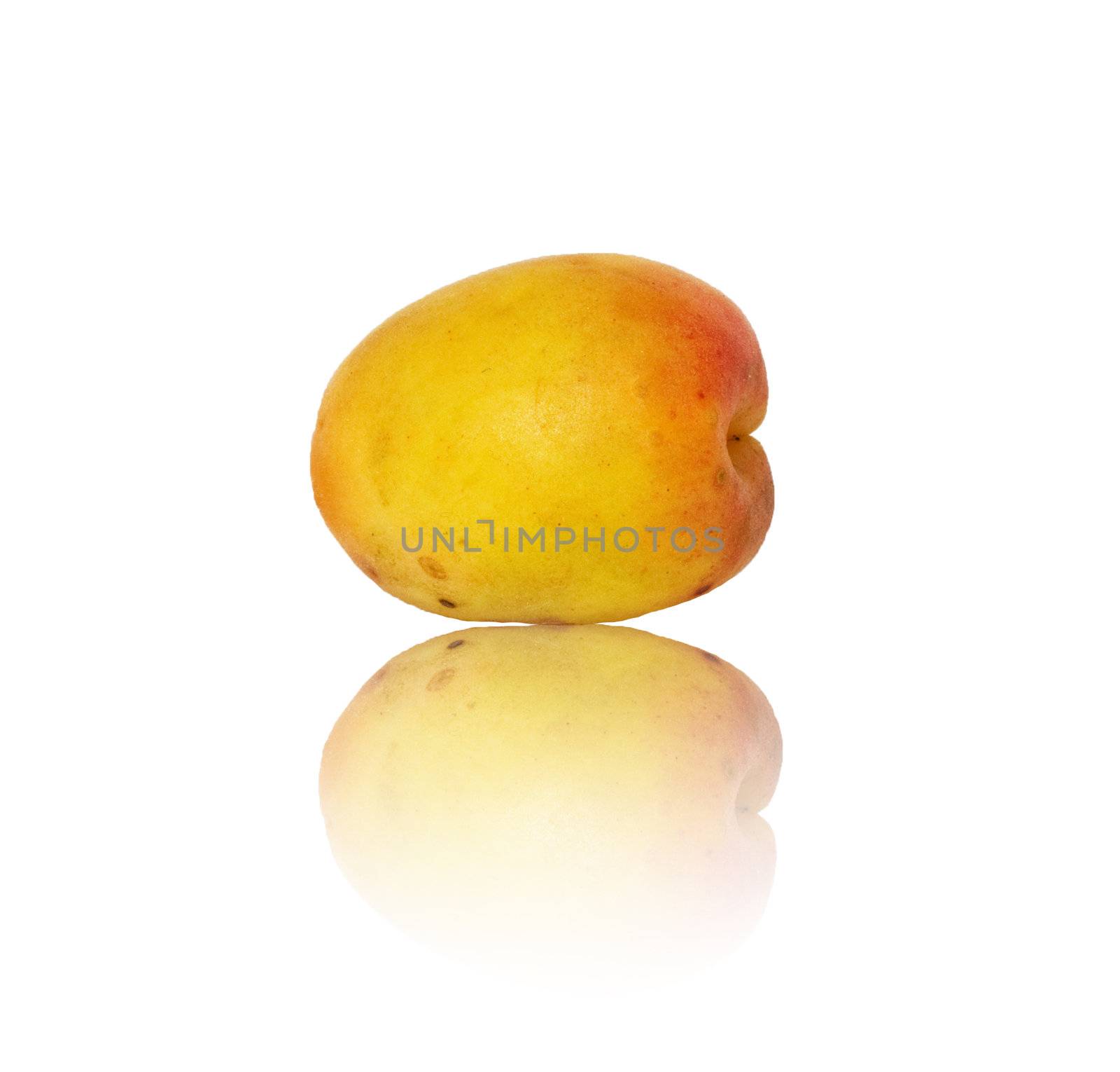 Fresh and ripe apricot isolated on a white background 