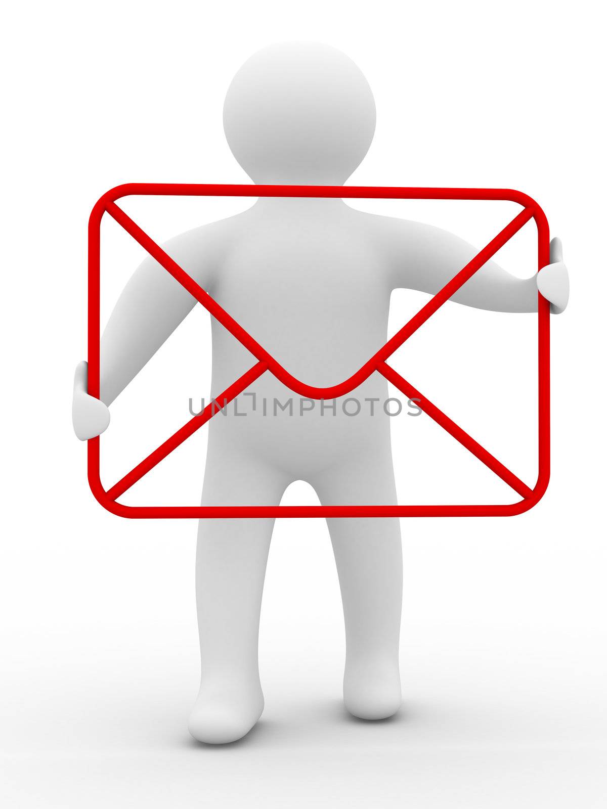 E-mail concept on white background. Isolated 3D image