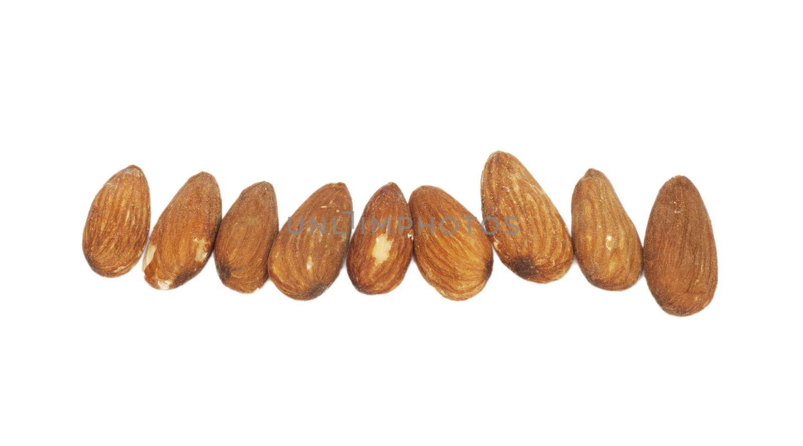 Almonds on white background  by schankz