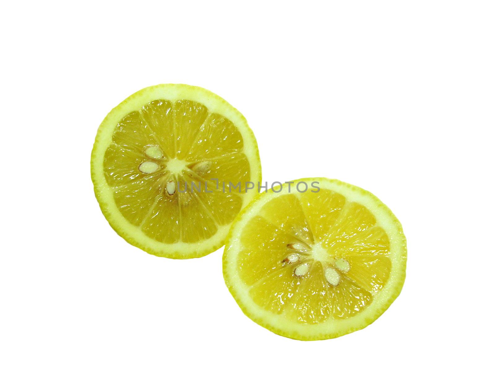 The cutted lemons isolated on white background        