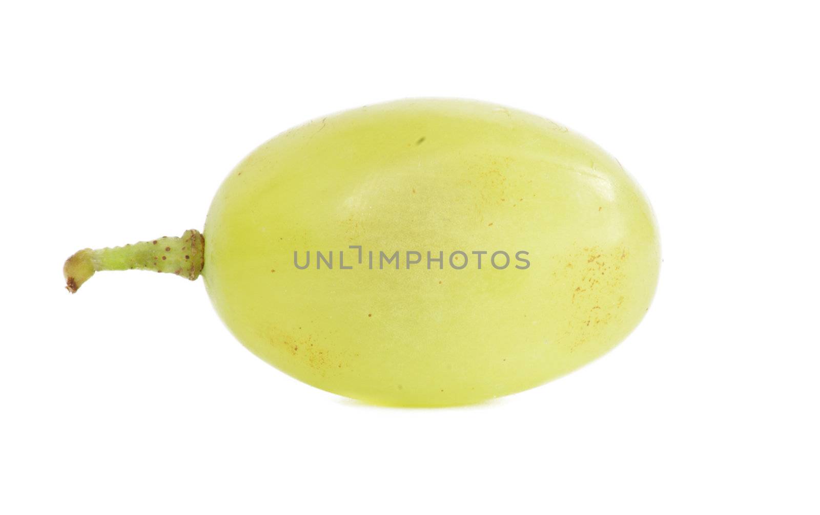Translucent slice of green grape fruit, macro isolated on white  by schankz