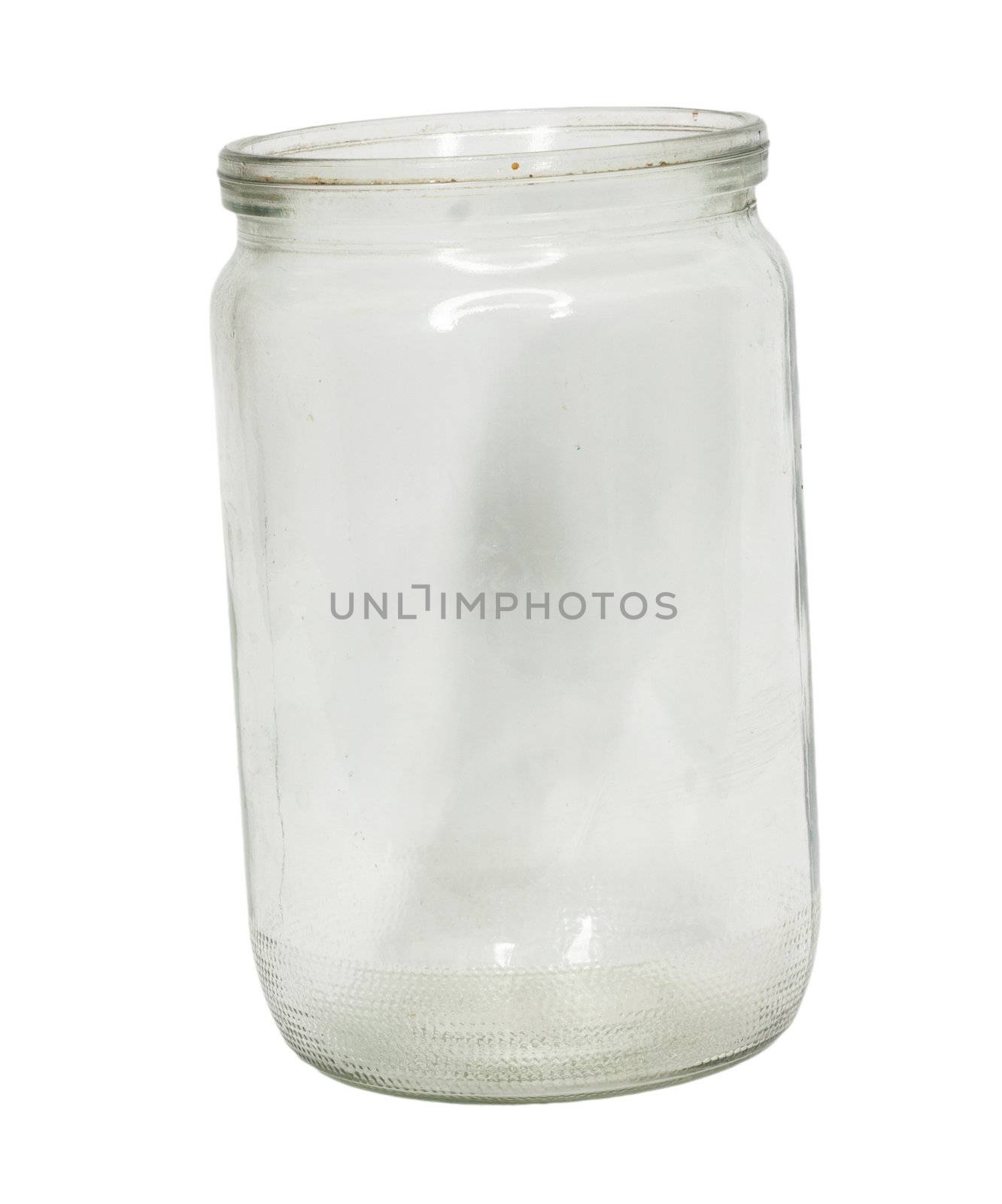 Empty glass bottle on white background 