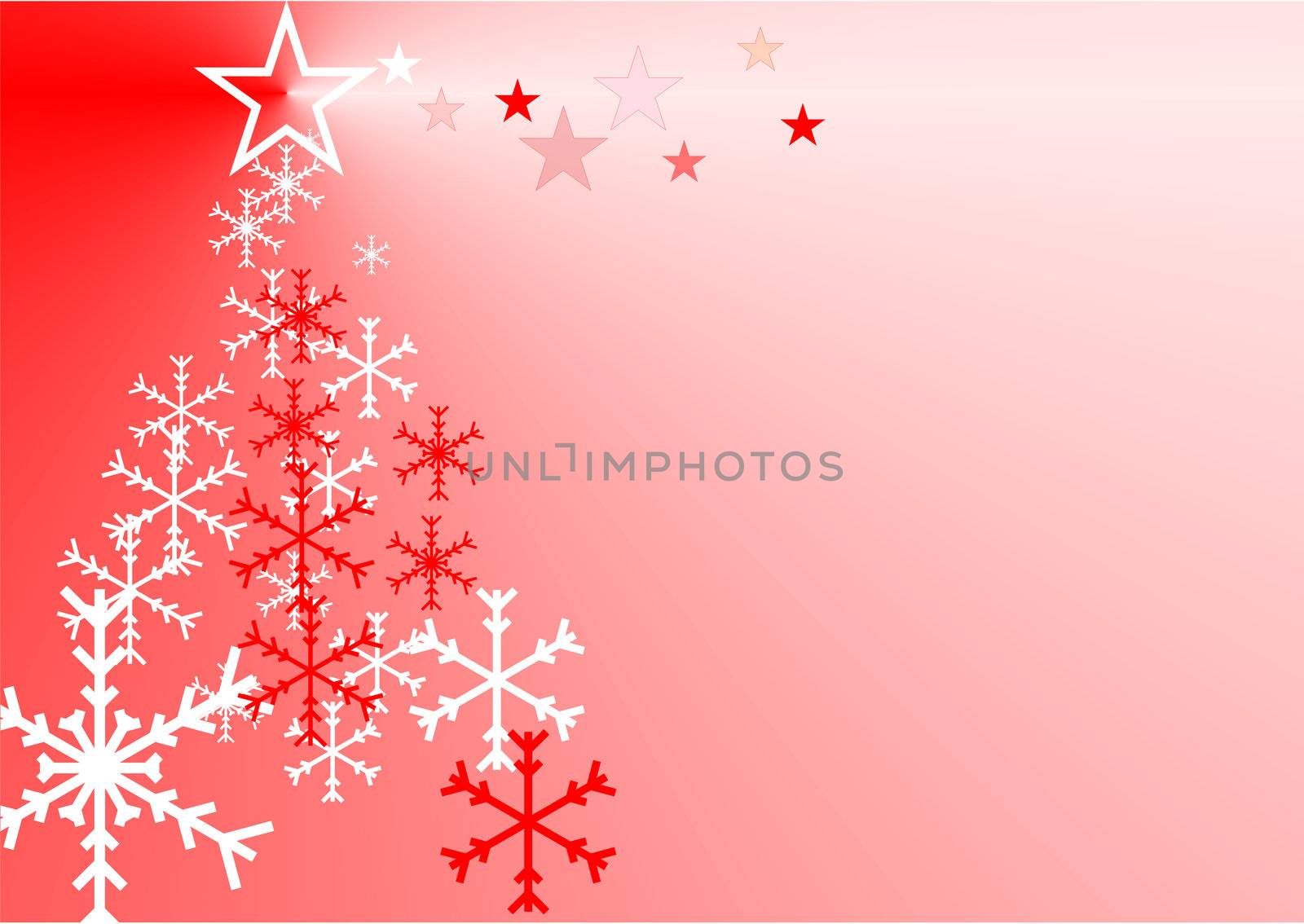 Christmas greeting card with tree and snow