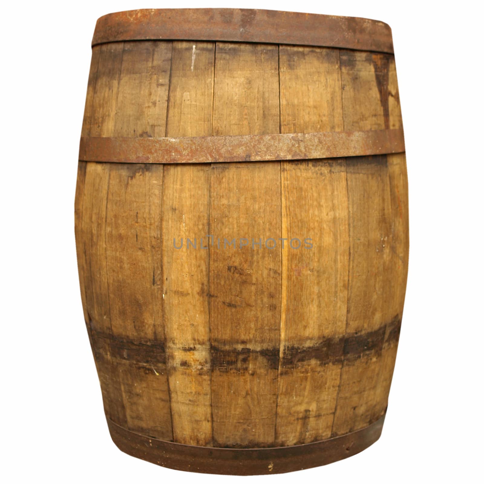 Wooden barrel cask for wine or beer isolated over white