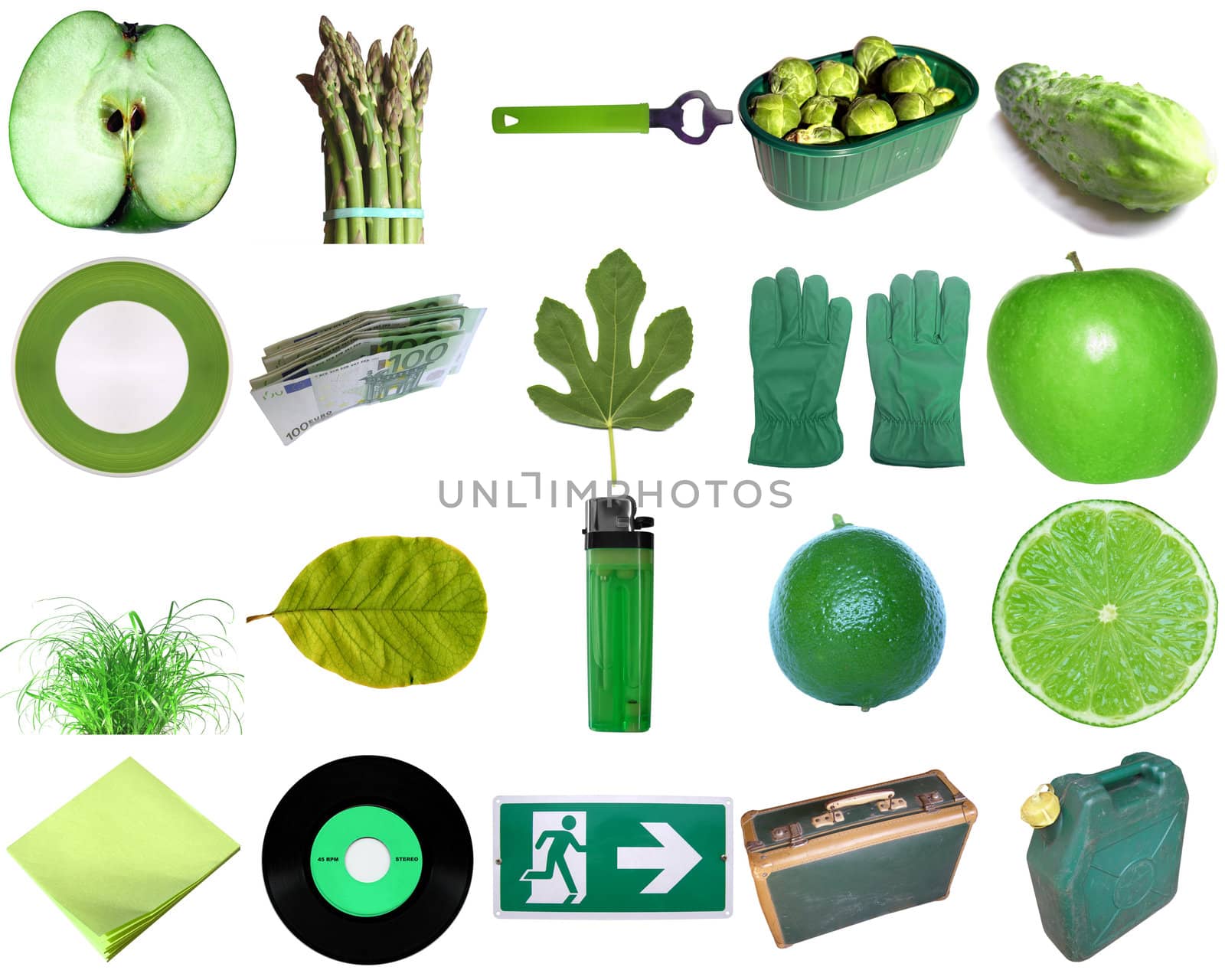 Green colour theme - a collection of objects