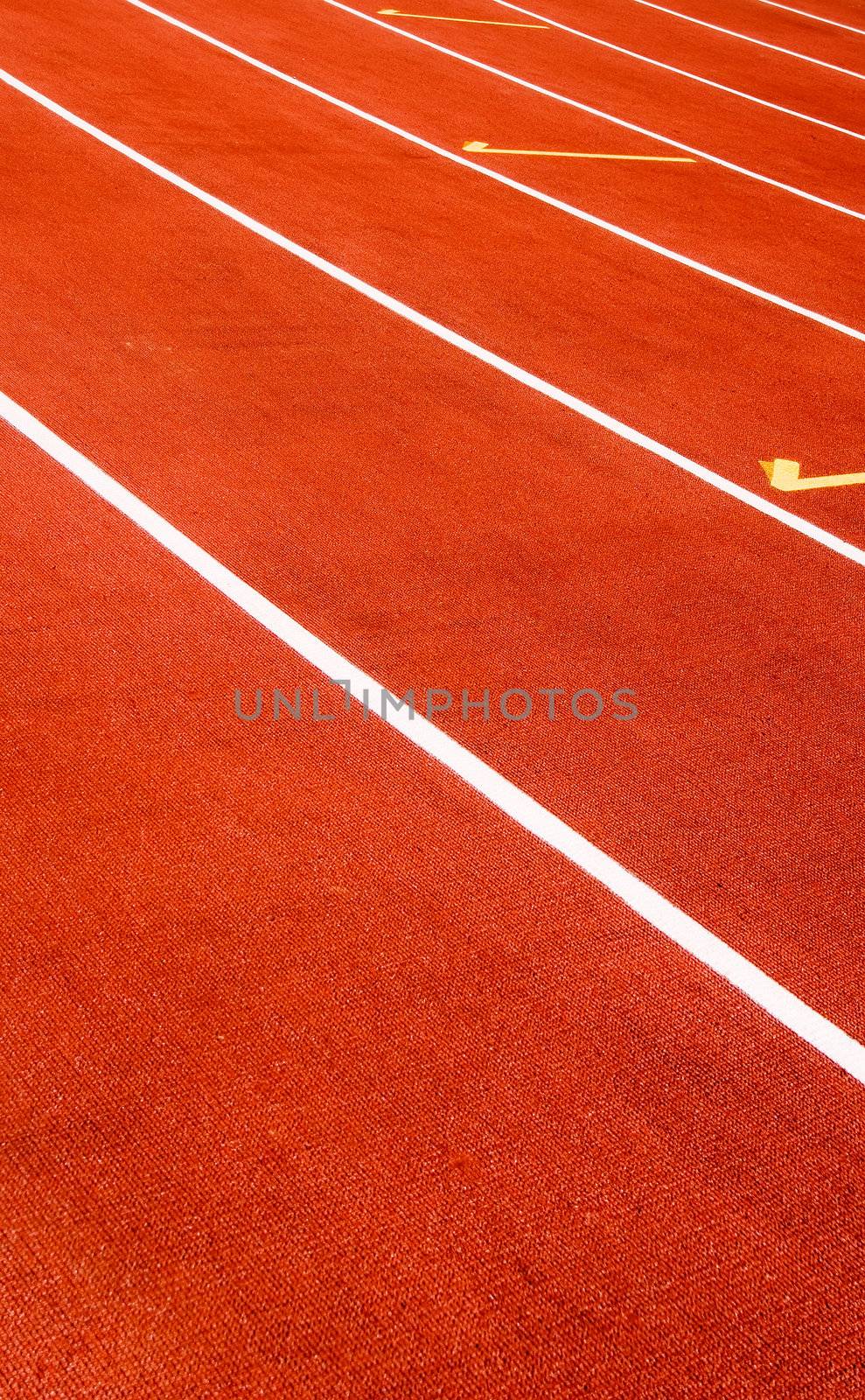 It is a red sport field for race.
