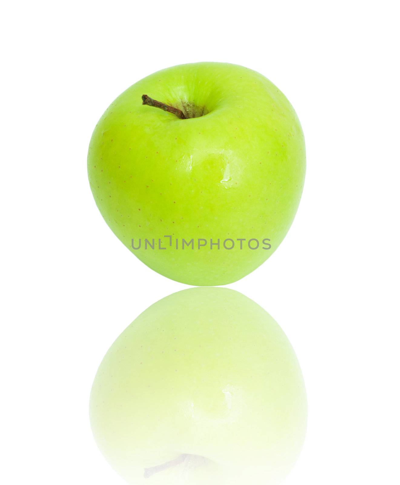 A ripe green apple. Isolated on white 