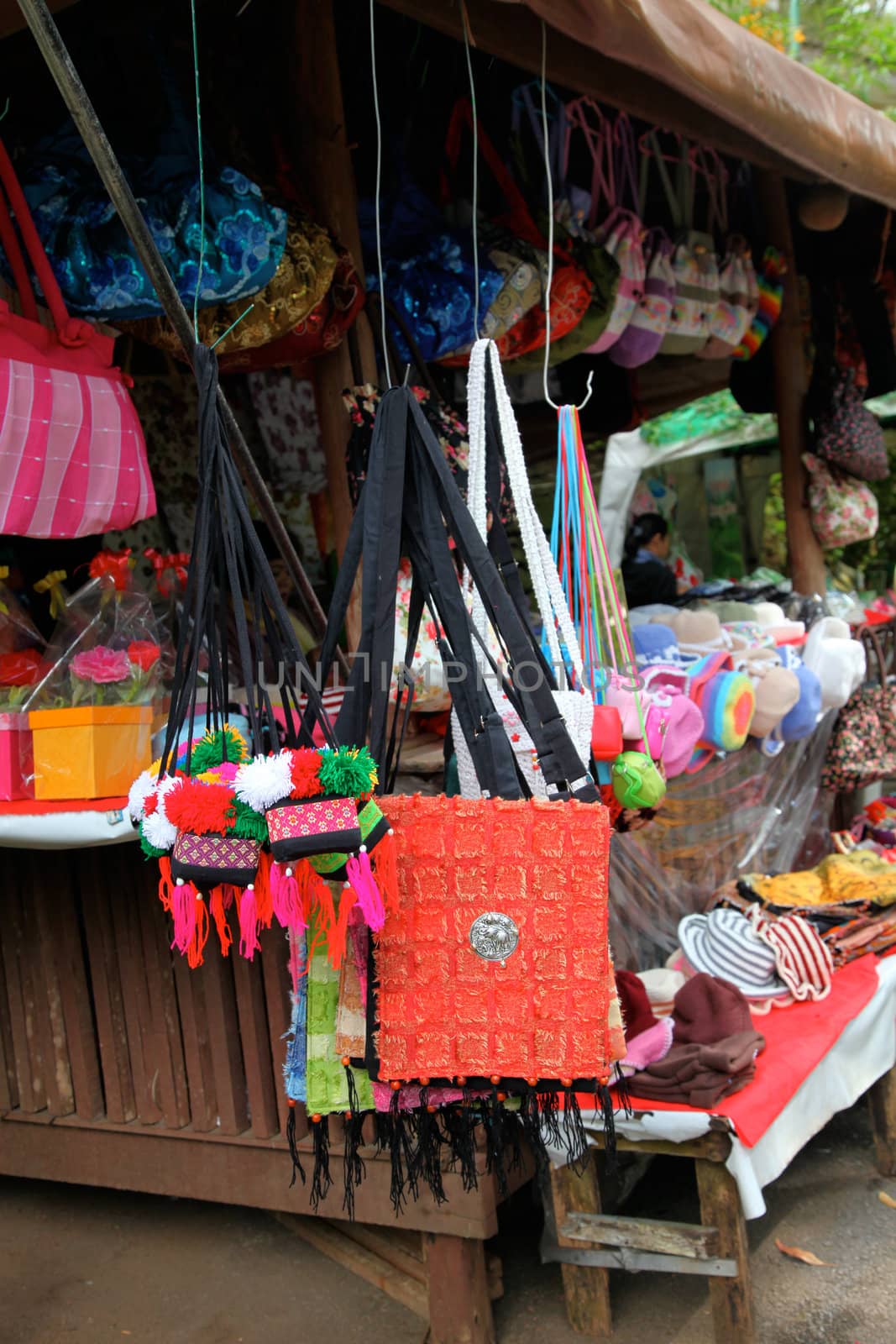 Traditional Thai bags in Chiang Mai, Thailand - travel and tourism.