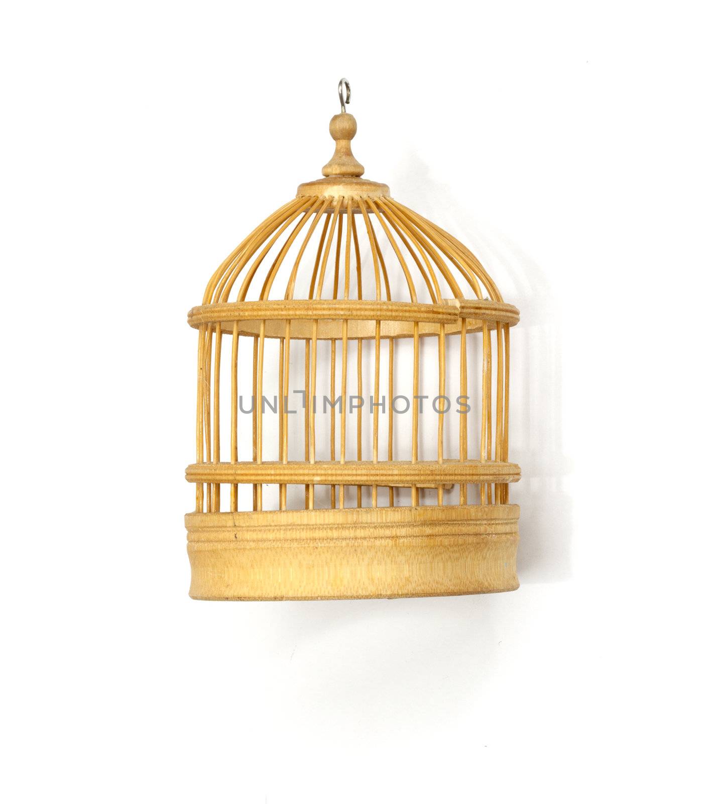 wooden birdcage insulated on white by schankz