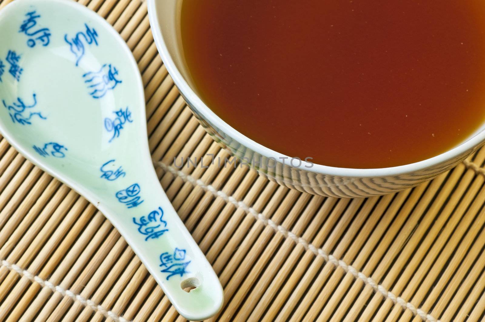 miso soup with miso and chopsticks