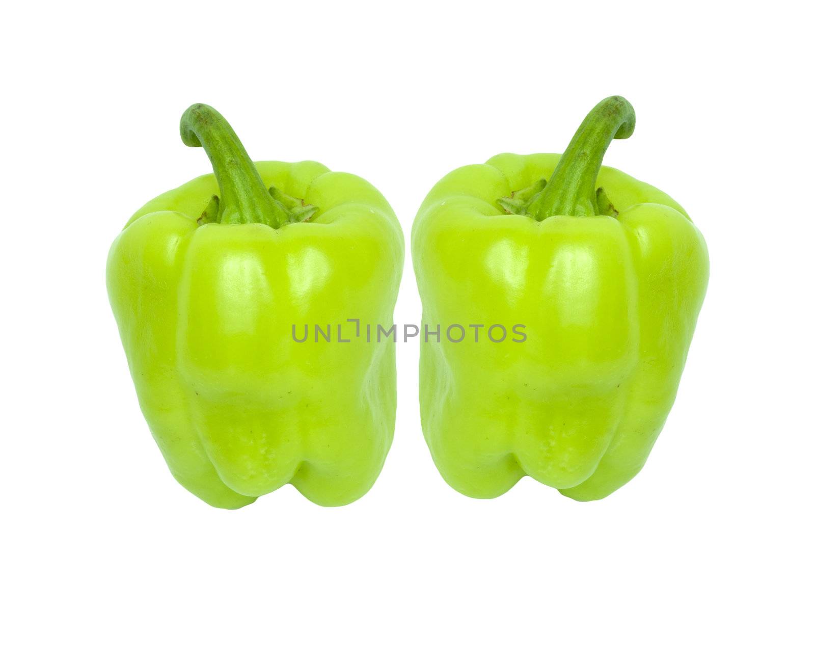 two Green Peppers insulated on white background
