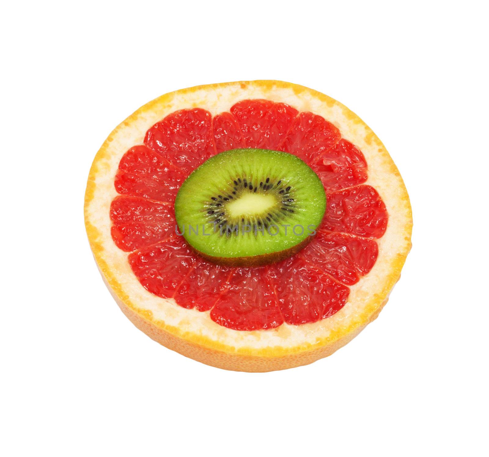 Isolated Kiwi and Grapefruit  by schankz