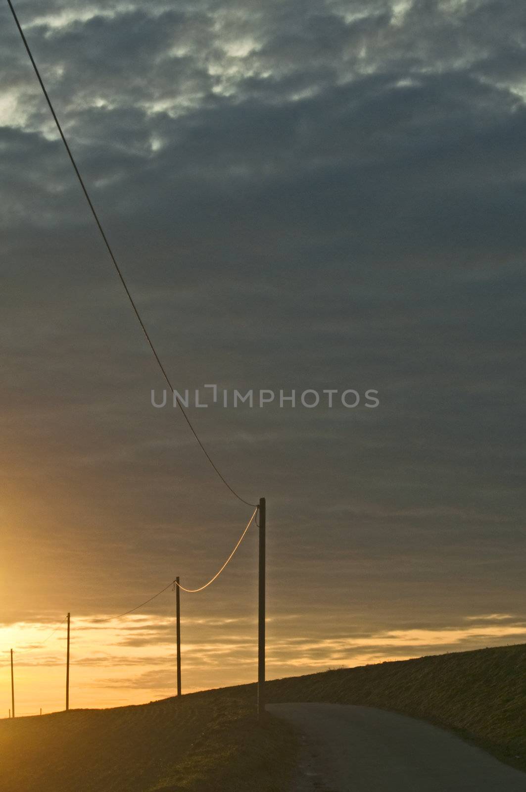 sunset in aerial contact line