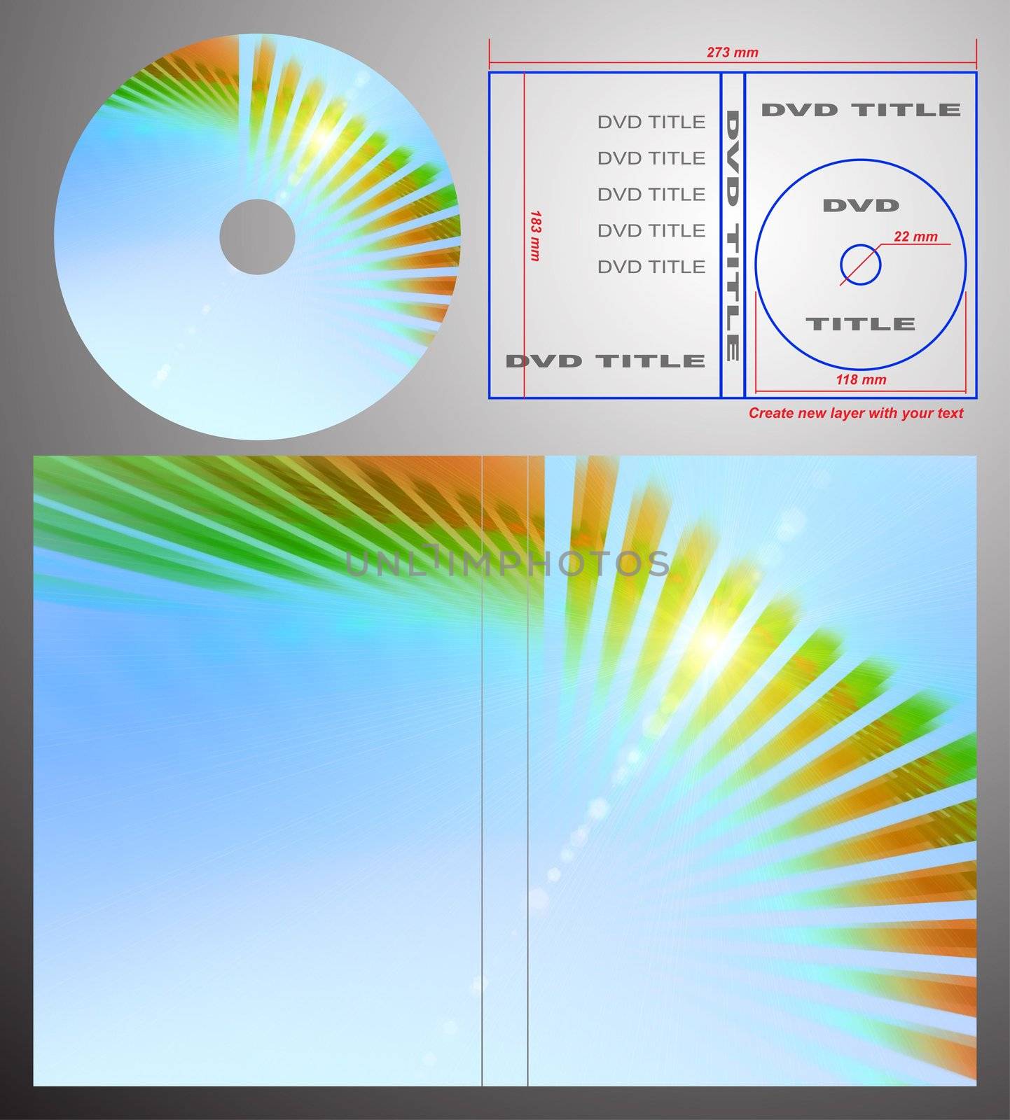 Abstract design template for dvd label and box-cover. Based on rendering of 3d fractal graphics. For using create new layer with your text.