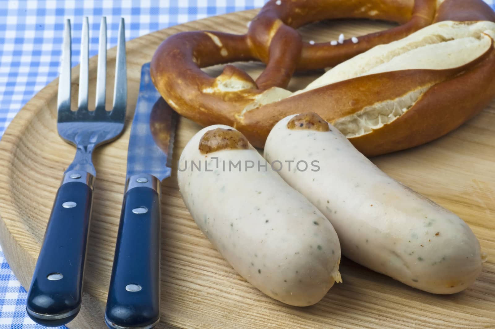 veal sausage with pretzel by Jochen