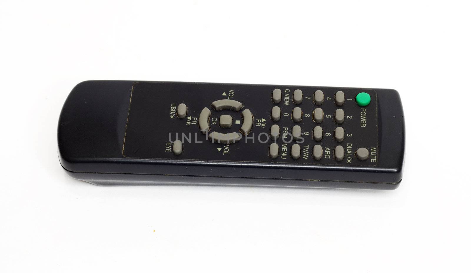 Black remote control for TV set 