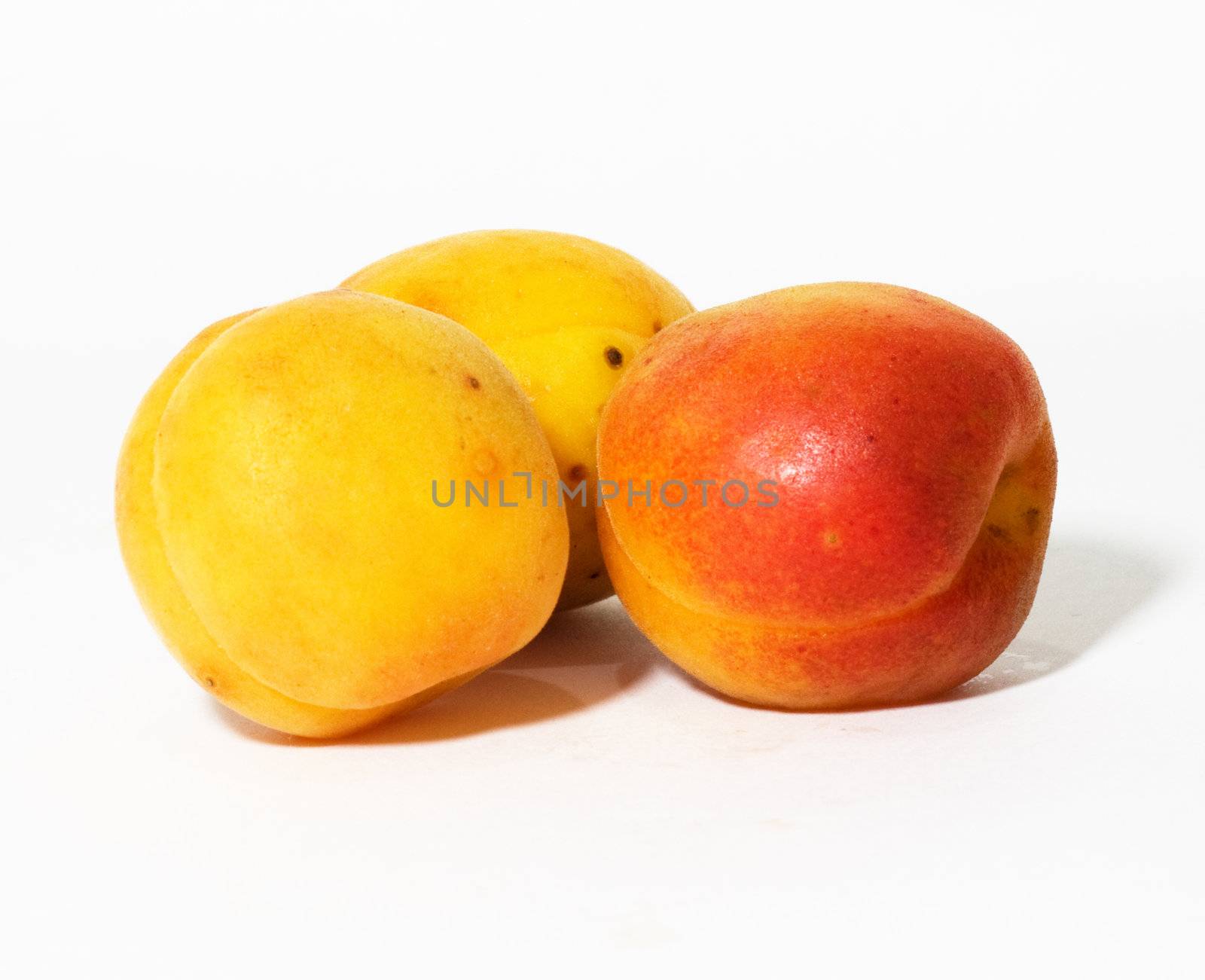 three apricot isolated on white