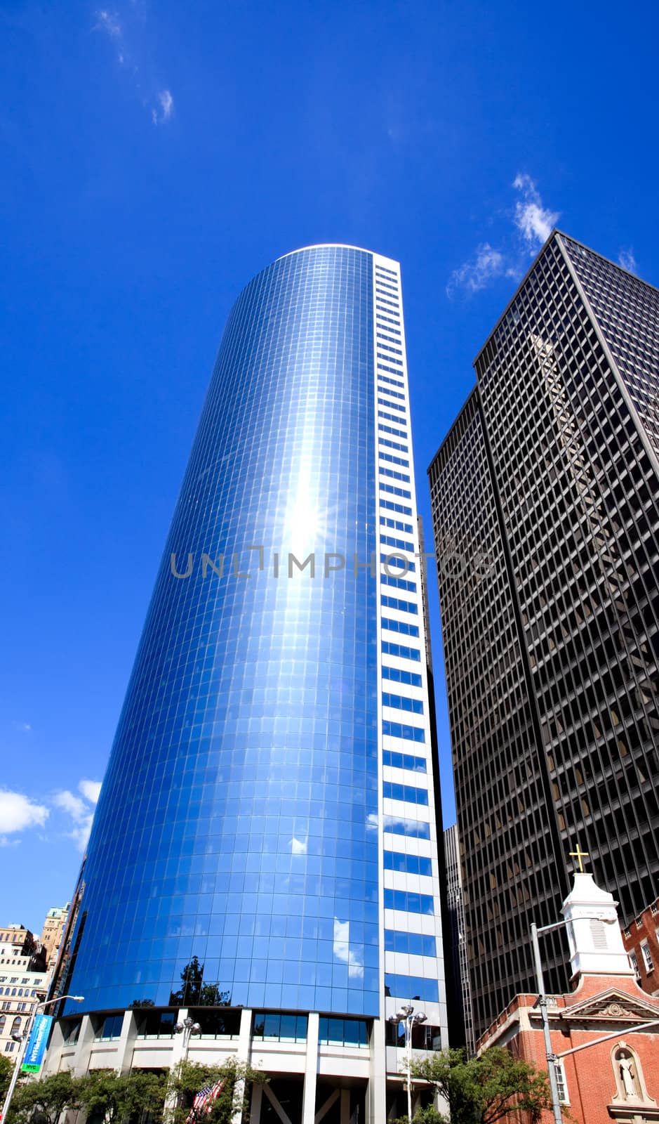 The high-rise office buildings in Lower Manhattan New York City 

