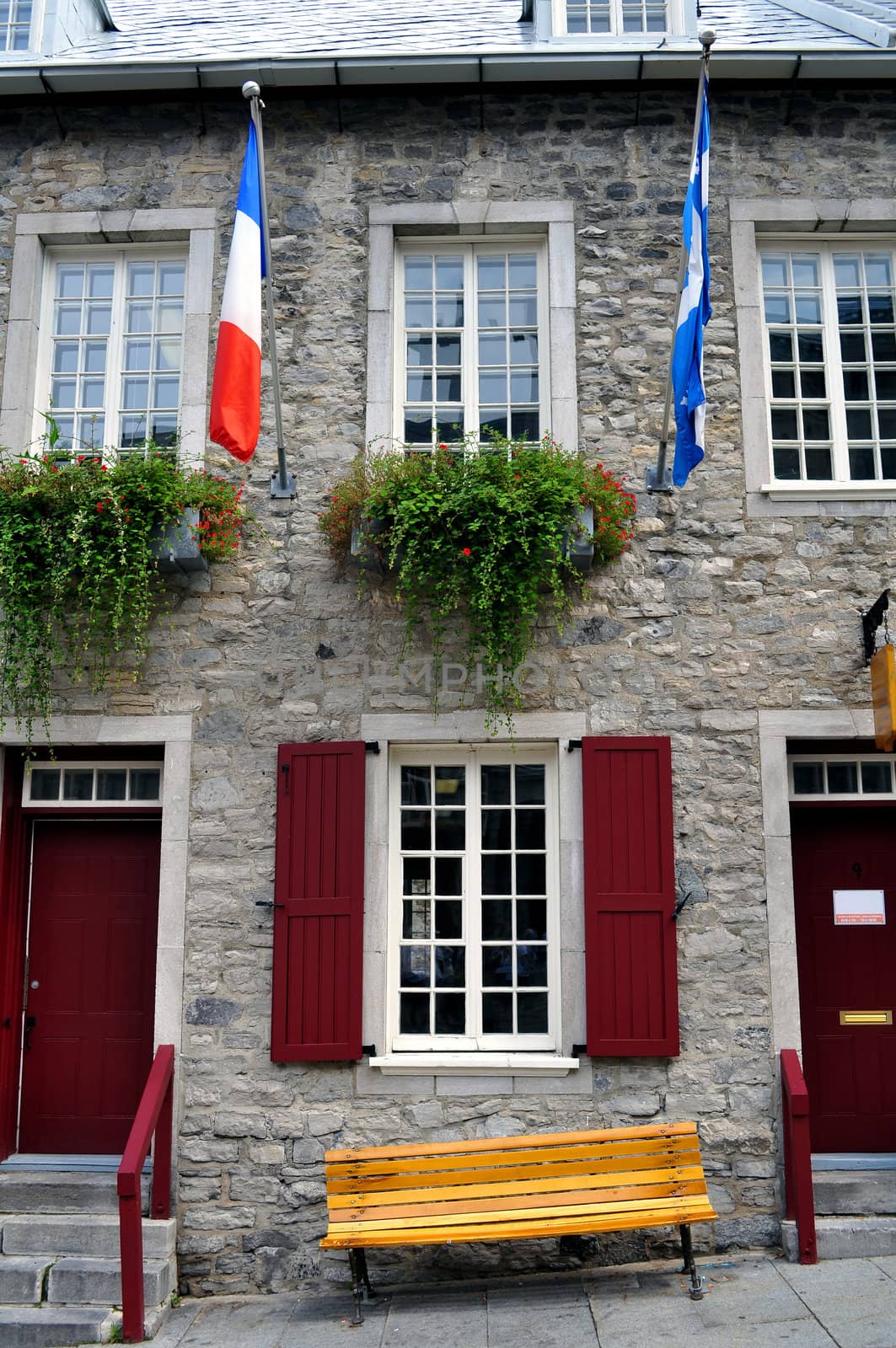 Traditional, historic facade in Quebec City, Canada.