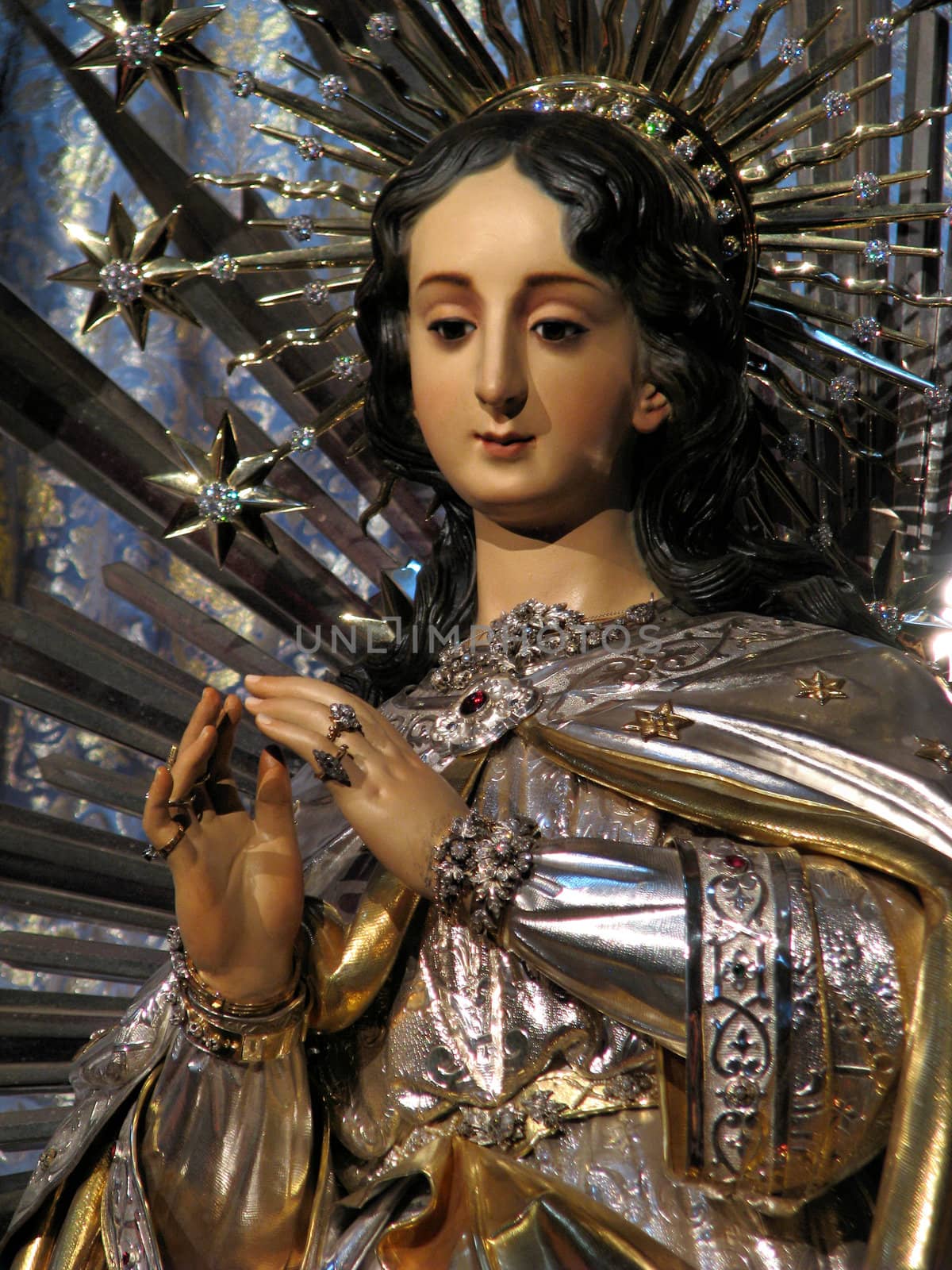A detail of the beautiful statue of The Immaculate Conception, venerated in the parish church of Cospicua, Malta.