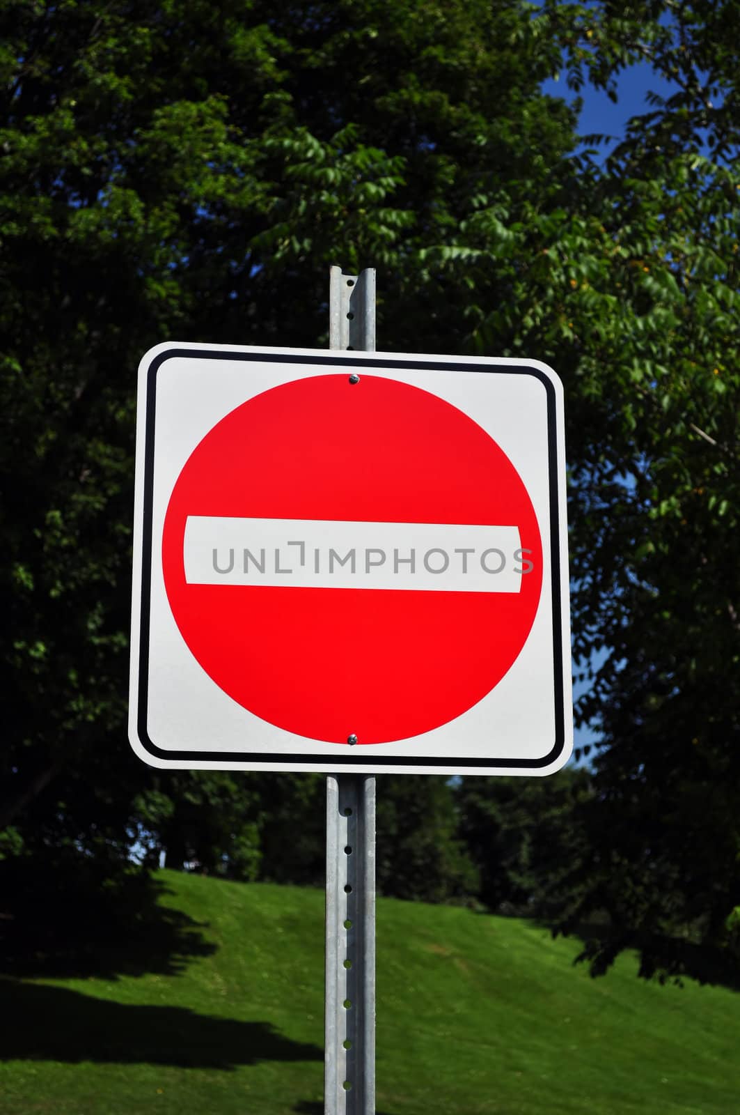 Colorful do not enter, wrong way traffic sign