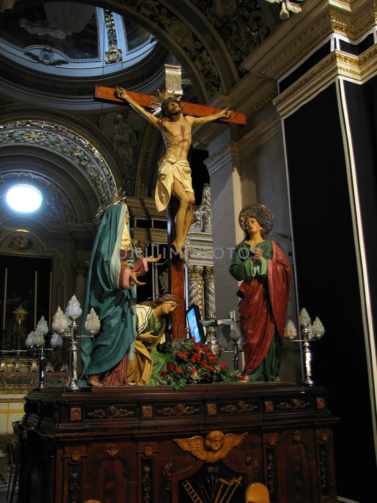 A group of statues portraying The Crucifixion of Christ in Naxxar, Malta.