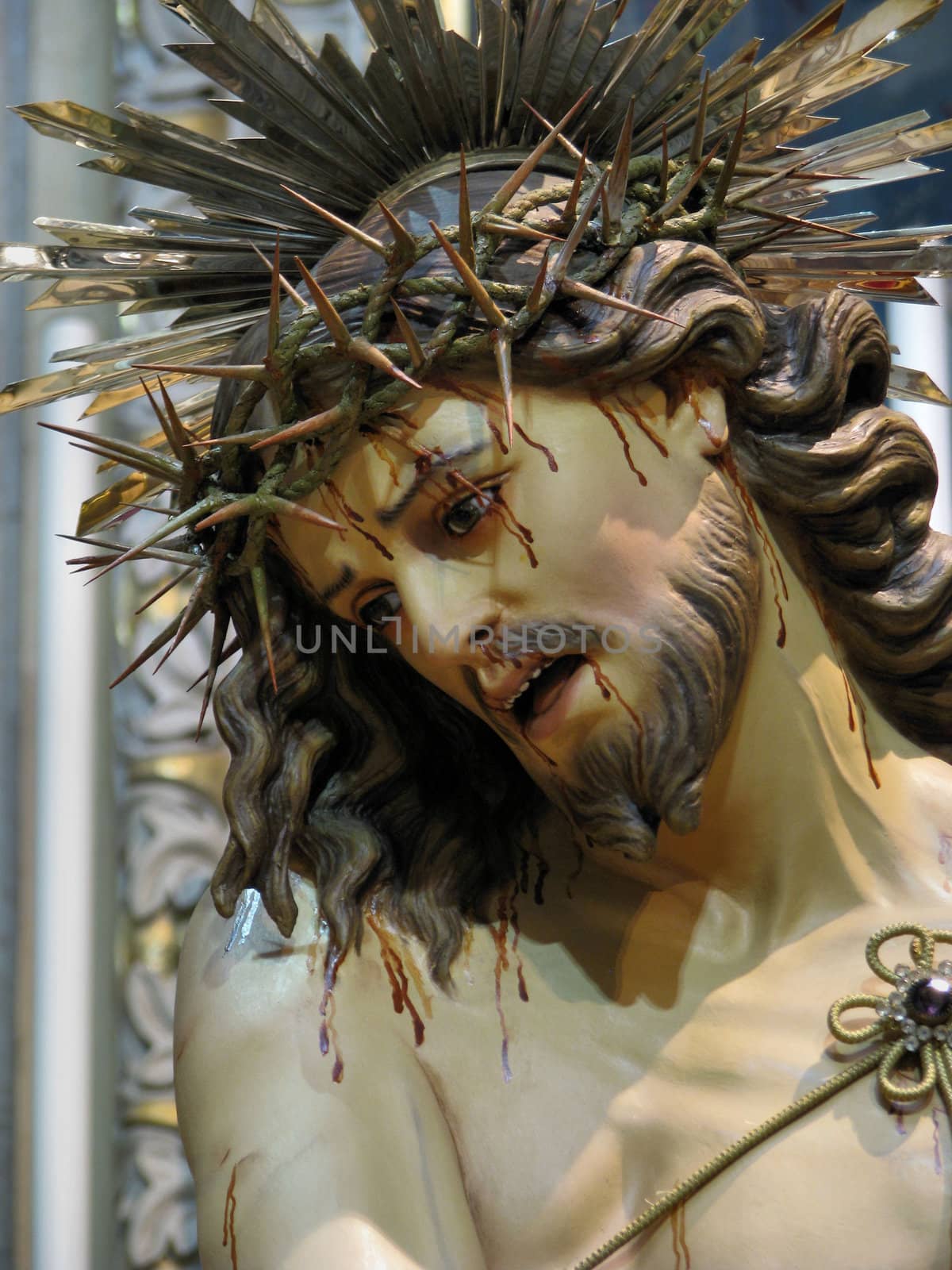 The Crowning With Thorns. A detail of a set of statues portraying the Crowning With Thorns of Our Lord Jesus Christ, in the parish church of Zejtun, Malta.