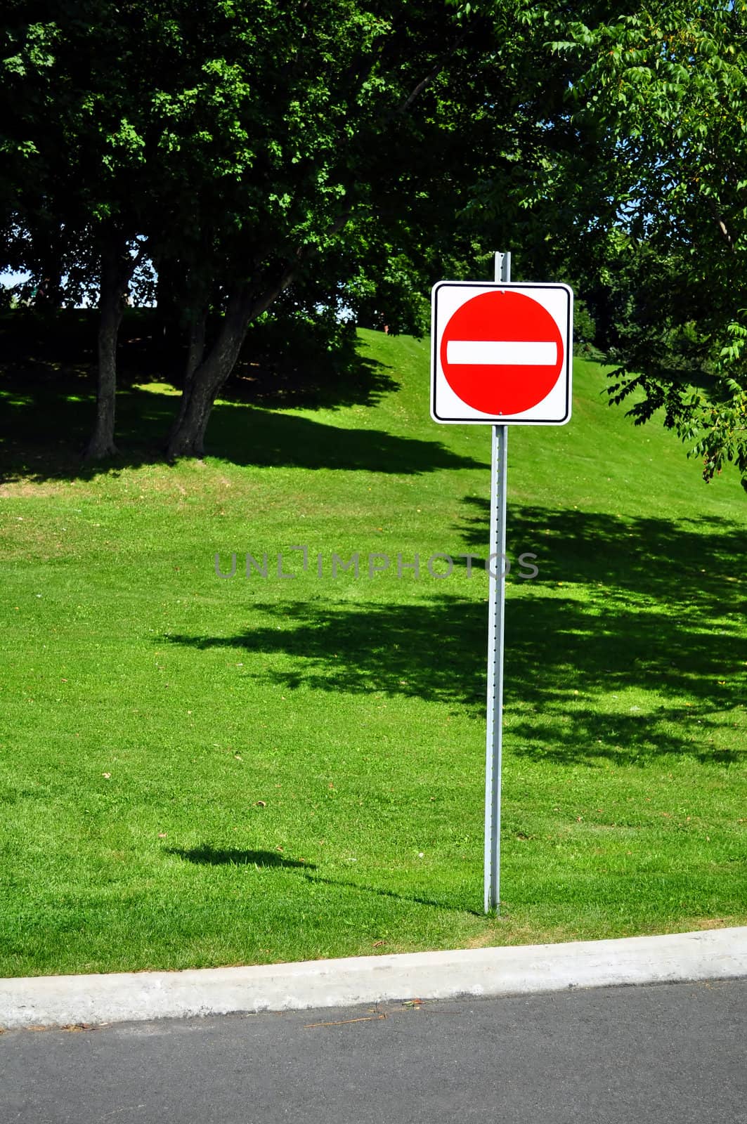 Colorful do not enter, wrong way traffic sign