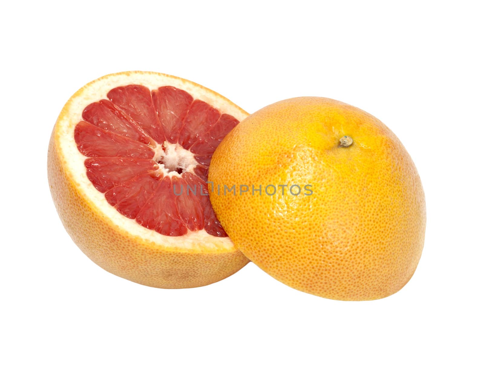 two half grapefruit isolated on white background 