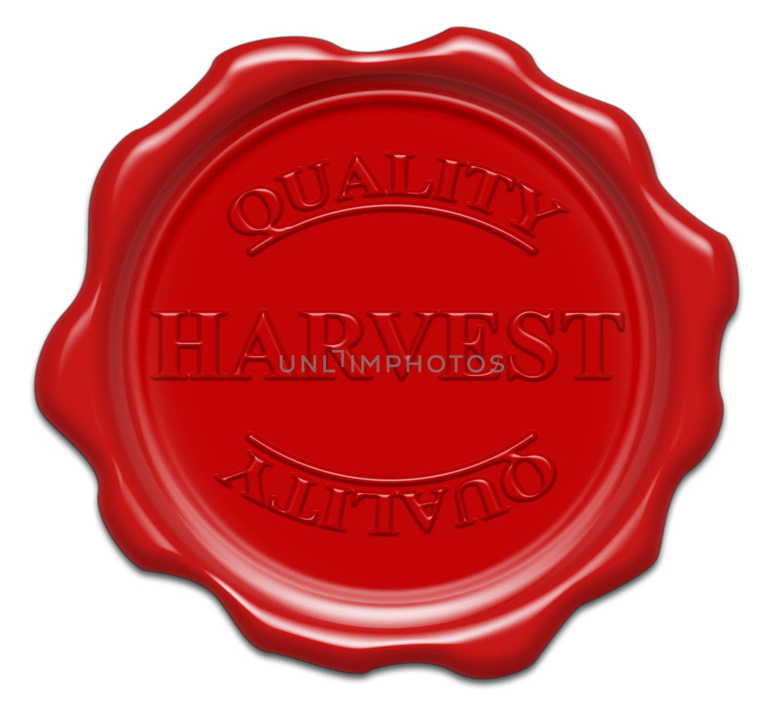 quality harvest - illustration red wax seal isolated on white background with word : harvest