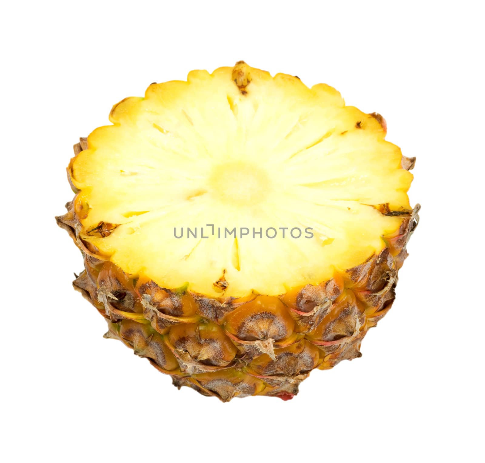 Pineapple slice isolated over white background. 