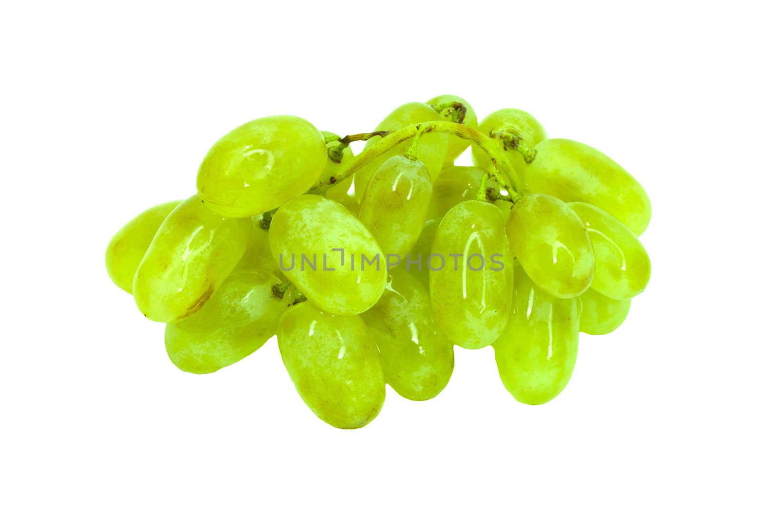 Fresh green grapes. Isolated on white 