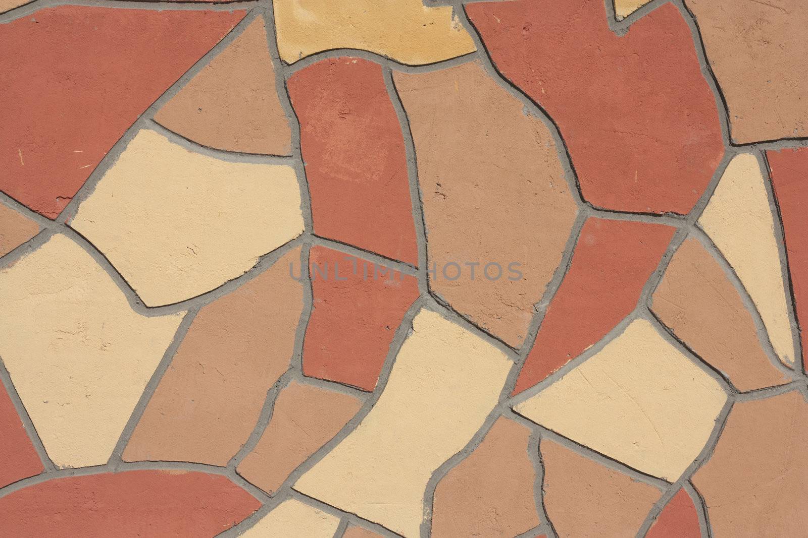 Irregular mosaic of wall outdoor by schankz