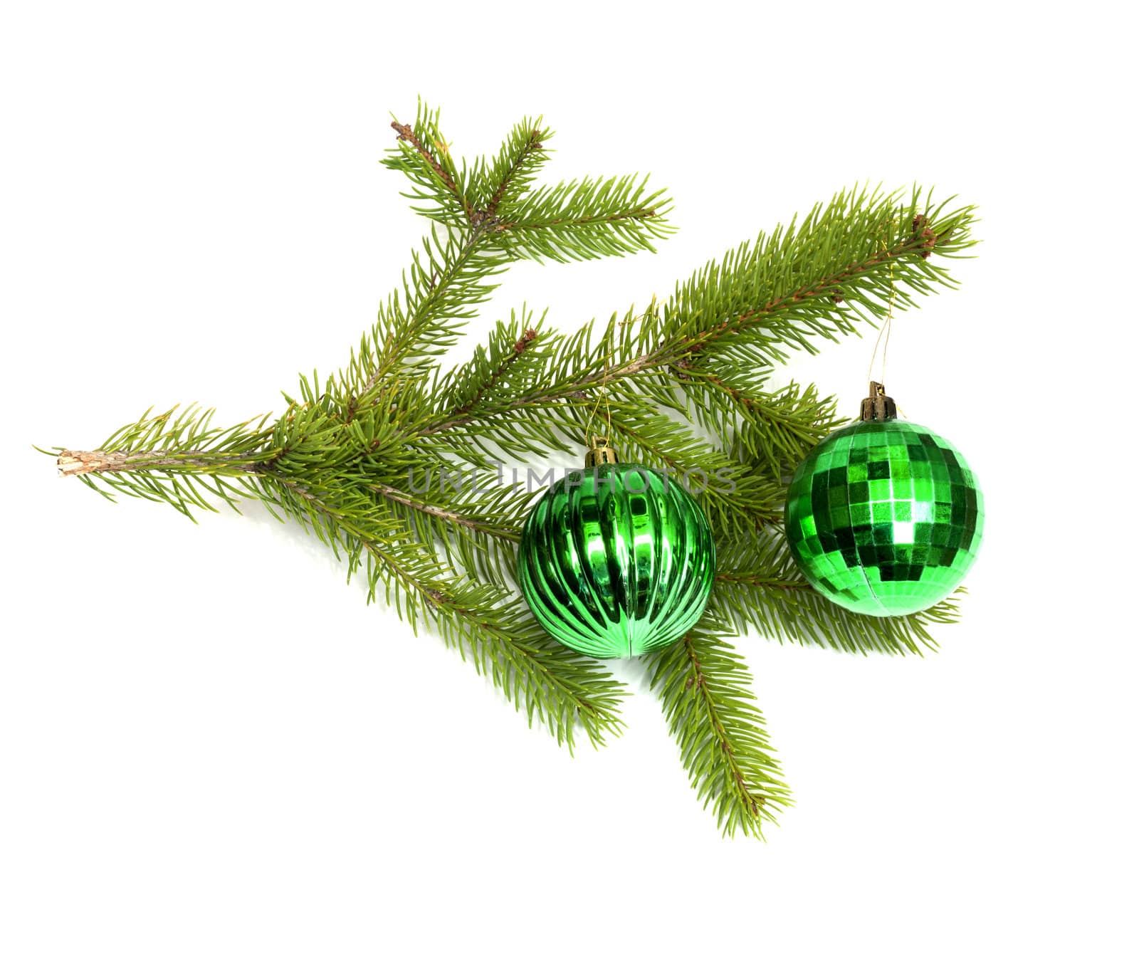 two christmas toys on white background 