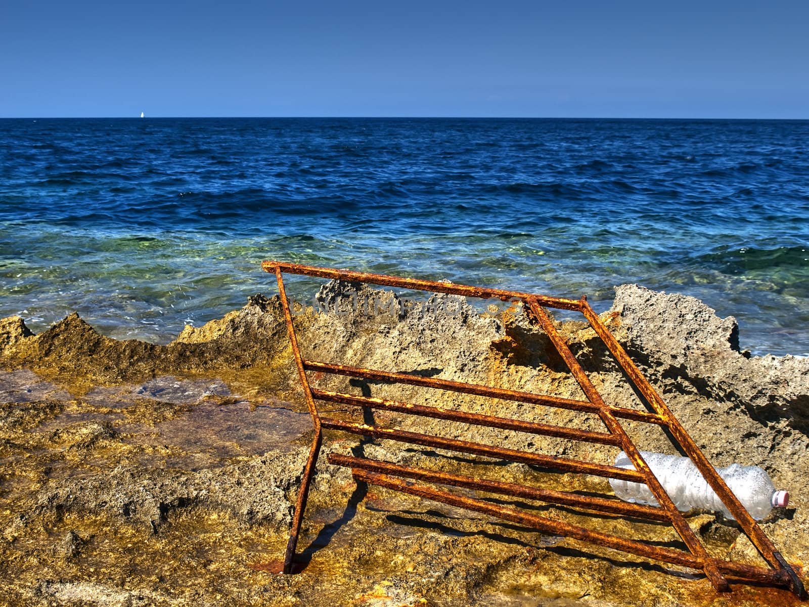 A beautiful rocky reef in Malta ruined by the shameful acts of litterbugs