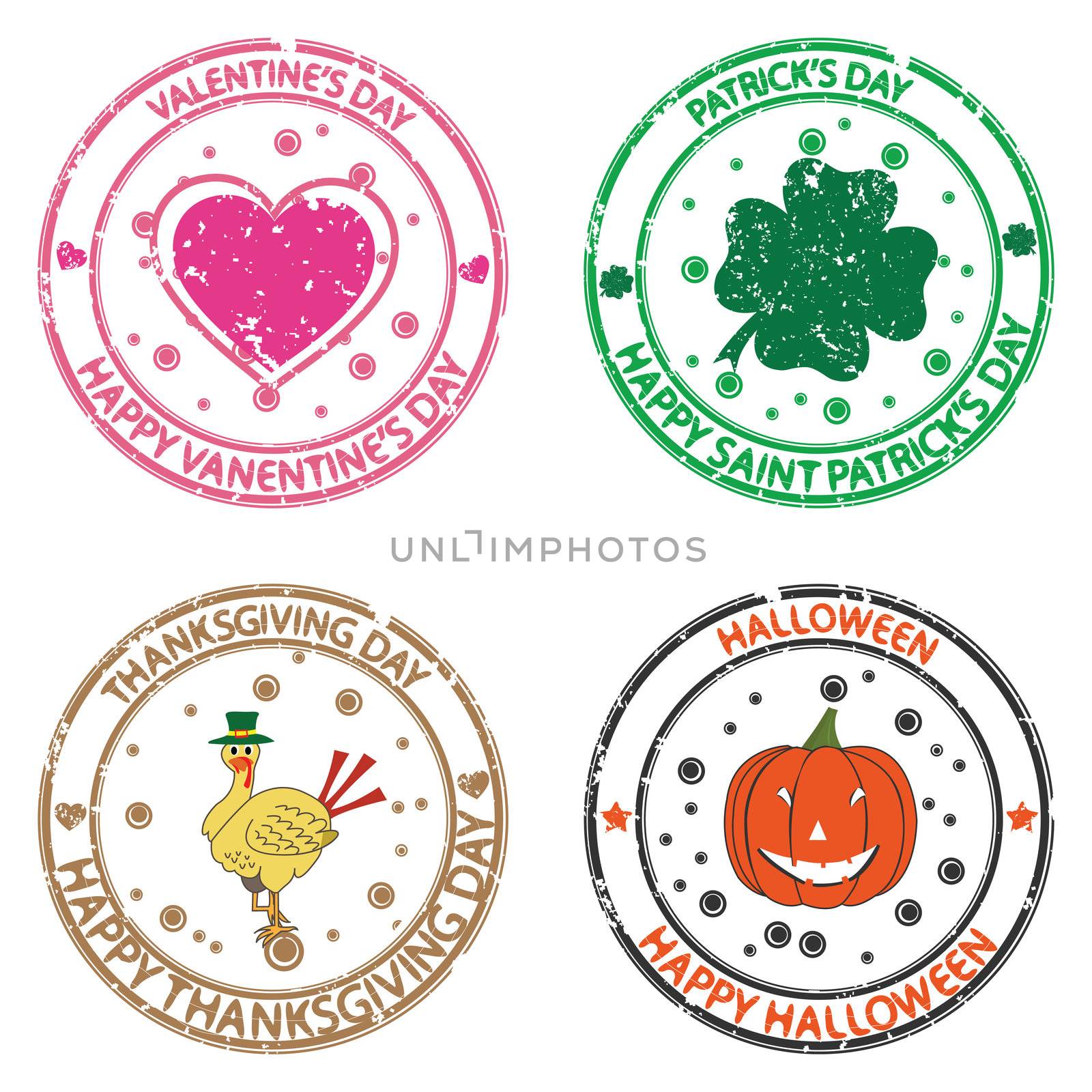 anniversary stamps set against white background, abstract vector art illustration