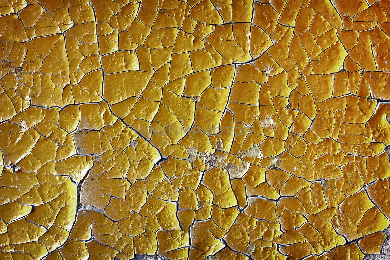Large cracks on the surface of the old oil paint