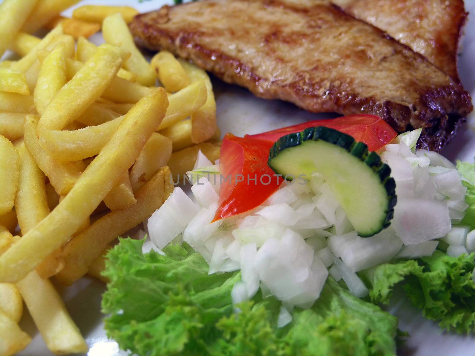 Fresh meal with meat and vegetable