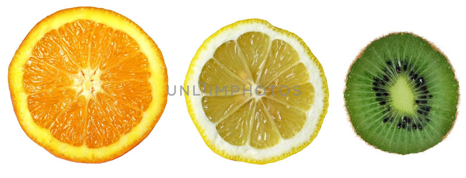 Three fruits: Orange, Lemon, Kiwi by adamr