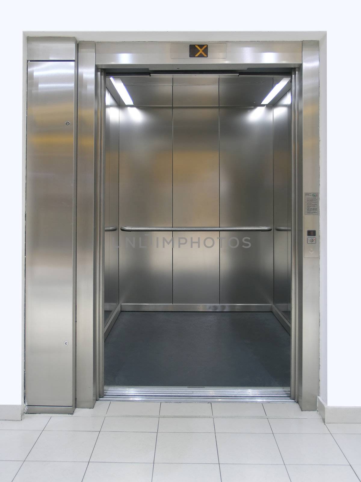 Elevator with open doors
