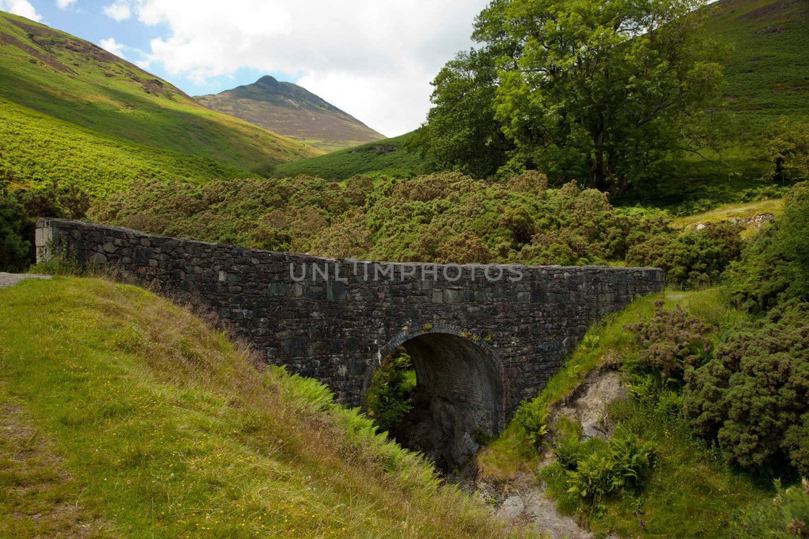 Idyllic Scene of an Old Stone Bridge in England's Lake Country