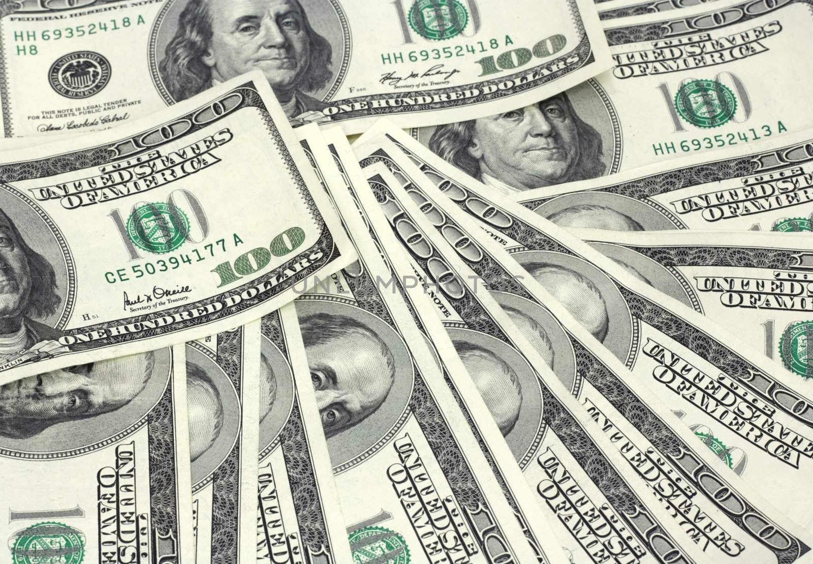 Background with money american hundred dollar bills 