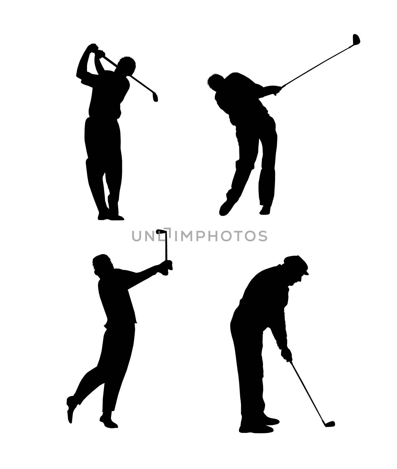 Silhouettes of a golfer black & white by peromarketing