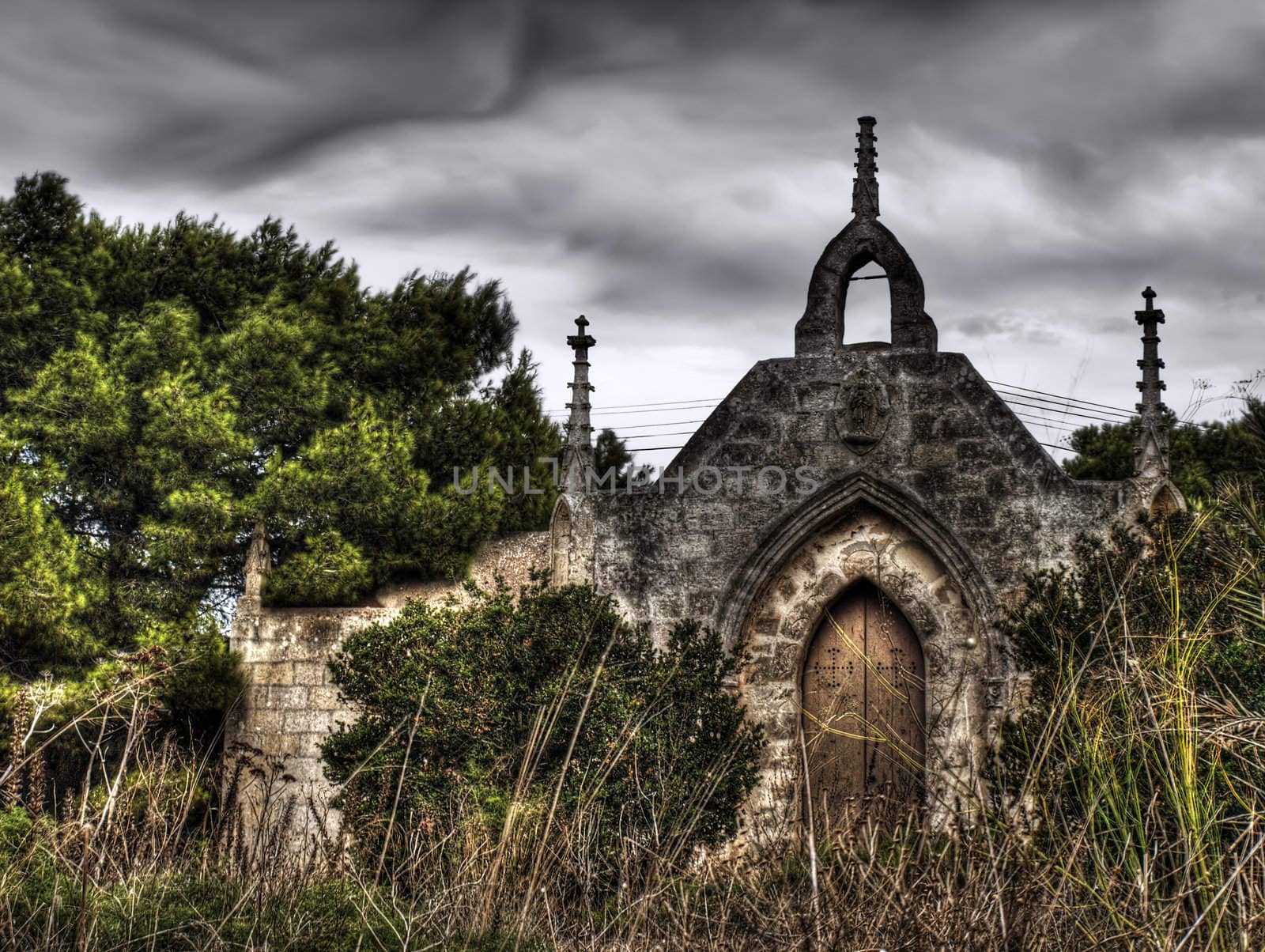 Saint Simeon Chapel next to a beautiful derelict castle lying on the Wardija hilltop in Malta
