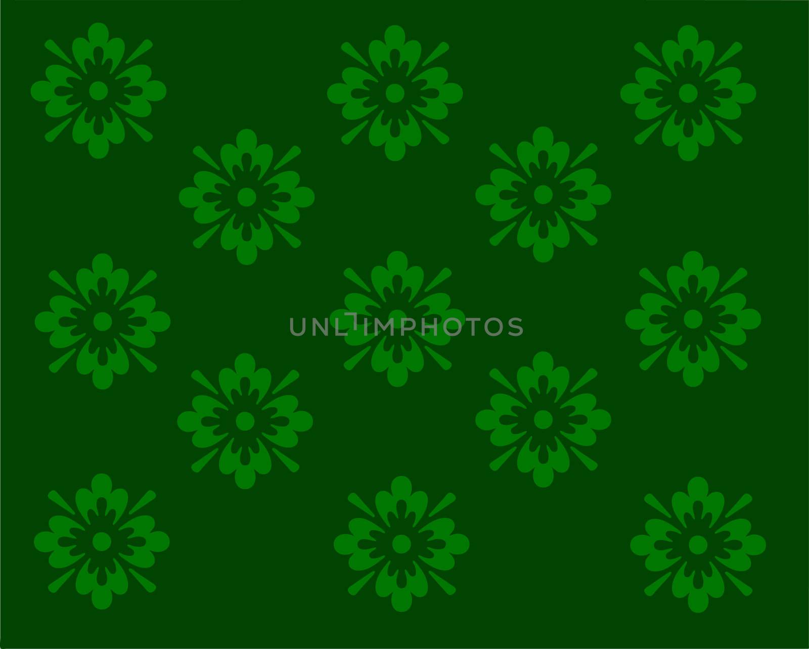 illustration of a green wallpaper design with flowers