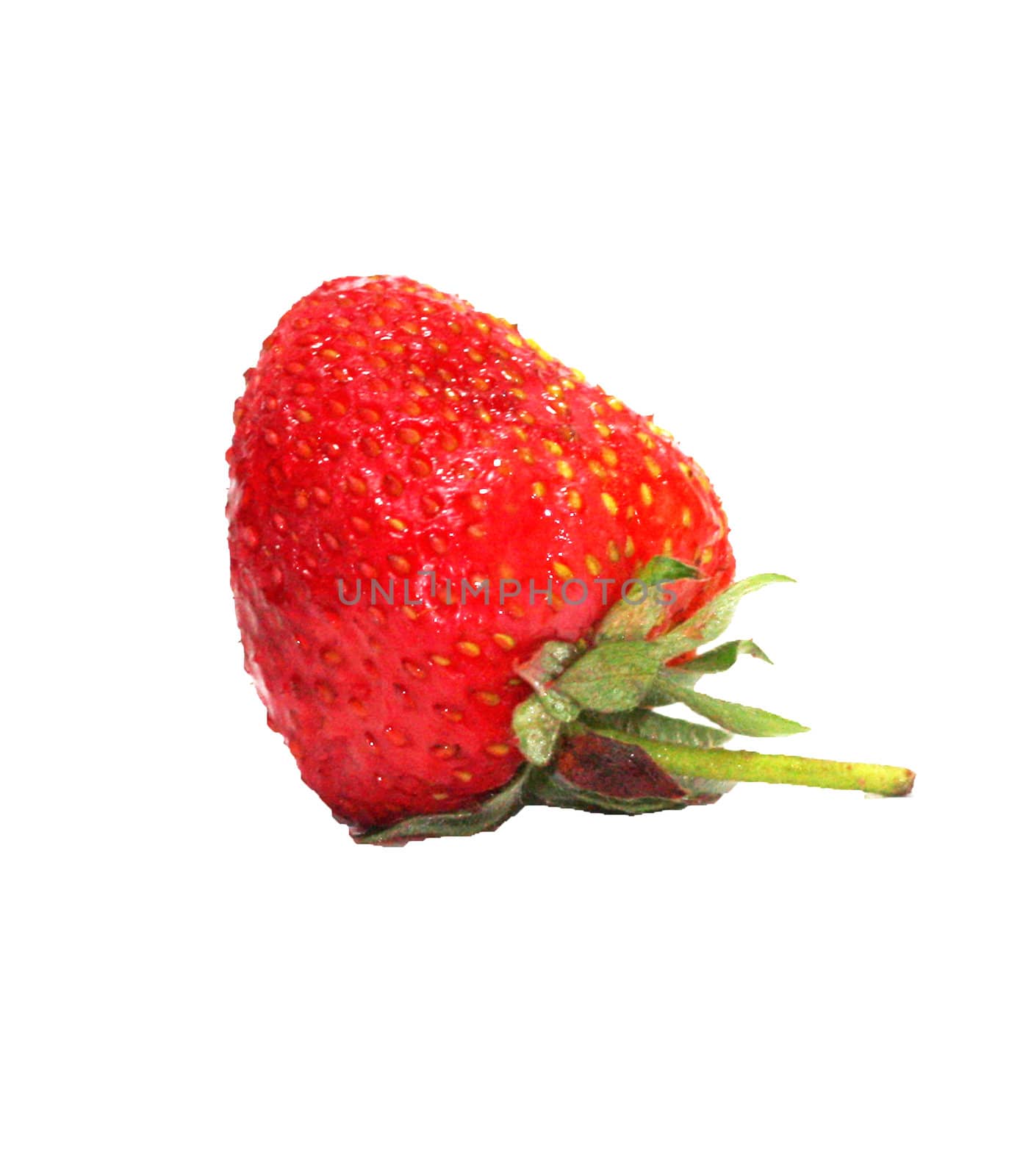 A red strawberry, isolated on a white background. 