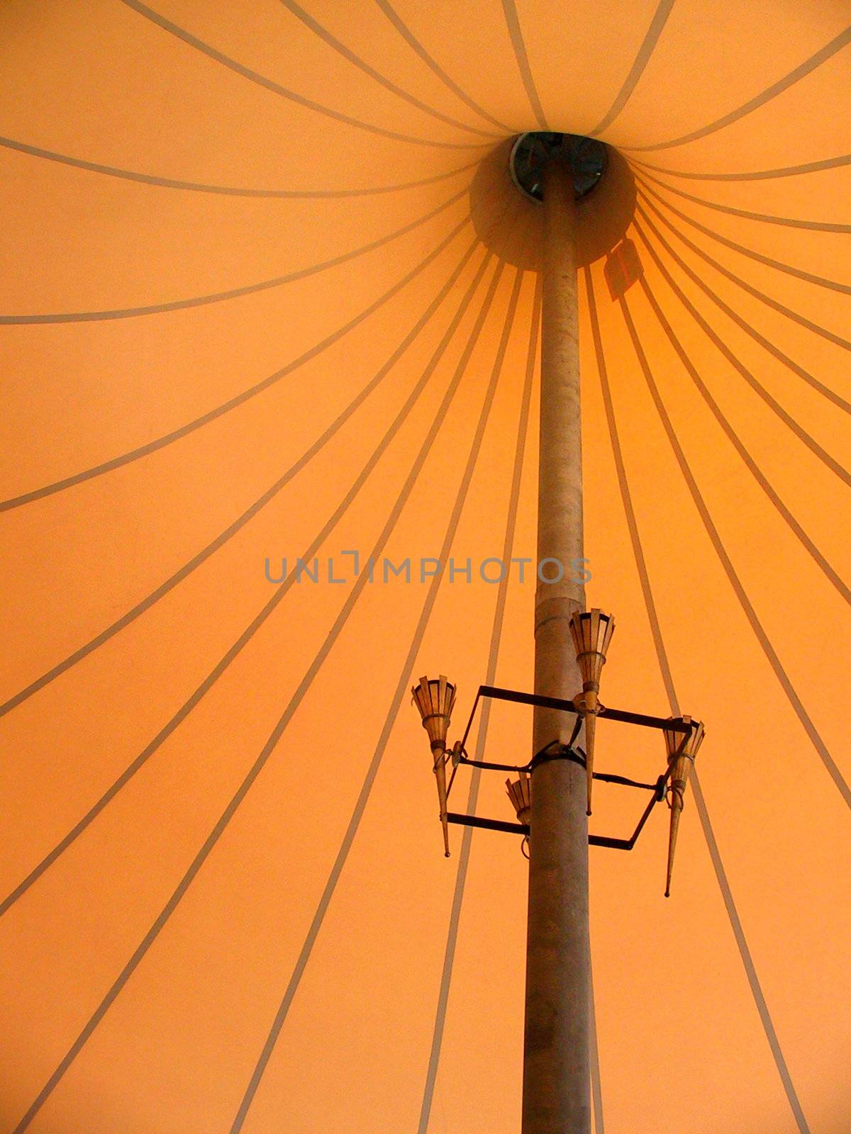 big orange tent of a circus inside